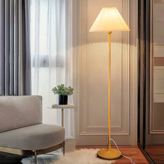 Classic Yellow Metal Floor Lamp with Pleated Shade Zawala Image - 1