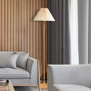 Classic Yellow Metal Floor Lamp with Pleated Shade Zawala Image - 3
