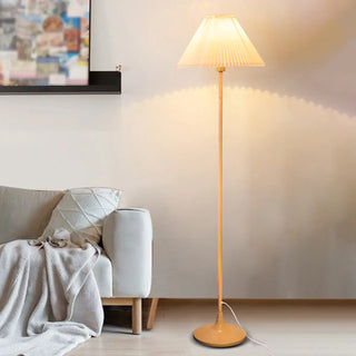 Classic Yellow Metal Floor Lamp with Pleated Shade Zawala Image - 4