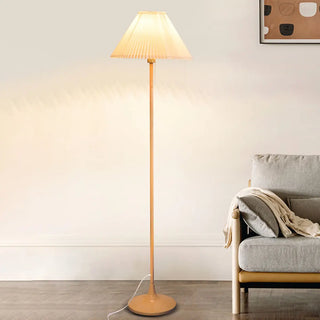 Classic Yellow Metal Floor Lamp with Pleated Shade Zawala Image - 5