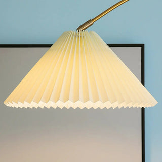 Simple Pleated Shade Adjustable Gold Arched Floor Lamp Zawala Image - 4