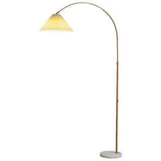 Simple Pleated Shade Adjustable Gold Arched Floor Lamp Zawala Image - 8