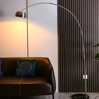 Chrome Finish Modern Arc and Dome Metal LED Floor Lamp Zawala Image - 3