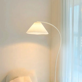 ZOWALA - Modern Simple Pleated White Arced Metal Floor Lamp Image - 3