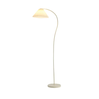 ZOWALA - Modern Simple Pleated White Arced Metal Floor Lamp Image - 4