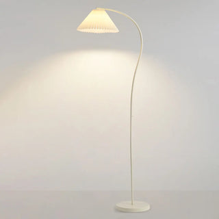 ZOWALA - Modern Simple Pleated White Arced Metal Floor Lamp Image - 7