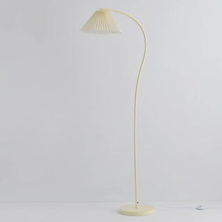 ZOWALA - Modern Simple Pleated White Arced Metal Floor Lamp Image - 8