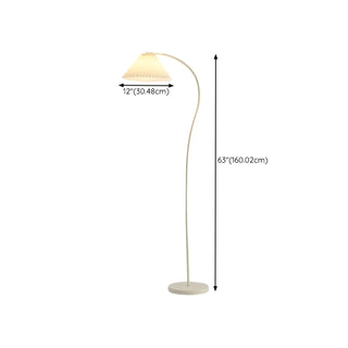 ZOWALA - Modern Simple Pleated White Arced Metal Floor Lamp #size