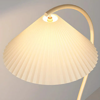 Elegant White Curved Floor Lamp with Pleated Shade Zawala Image - 7
