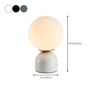 Modern Simple White Globe Ceramic Black Base Table Lamp Zawala #size