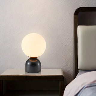 Modern Simple White Globe Ceramic Black Base Table Lamp Zawala Image - 2