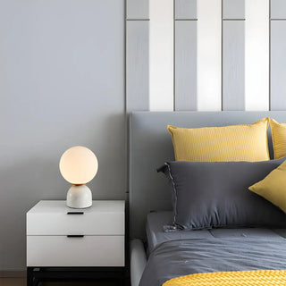 Modern Simple White Globe Ceramic Black Base Table Lamp Zawala Image - 3