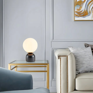 Modern Simple White Globe Ceramic Black Base Table Lamp Zawala Image - 5