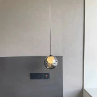 ZOWALA - Modern Clear Grey Globe Glass Bedroom Pendant Light Image - 1