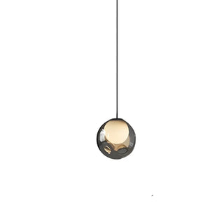 ZOWALA - Modern Clear Grey Globe Glass Bedroom Pendant Light Image - 10