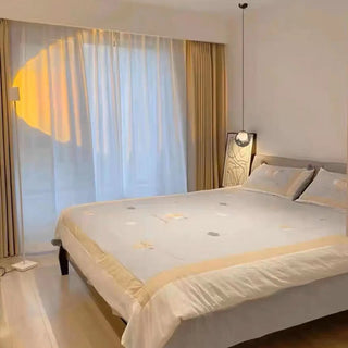 ZOWALA - Modern Clear Grey Globe Glass Bedroom Pendant Light Image - 5