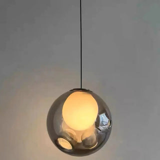 ZOWALA - Modern Clear Grey Globe Glass Bedroom Pendant Light Image - 7