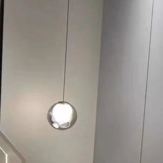 ZOWALA - Modern Clear Grey Globe Glass Bedroom Pendant Light Image - 8