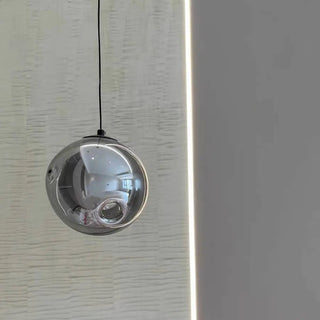 ZOWALA - Modern Clear Grey Globe Glass Bedroom Pendant Light Image - 9