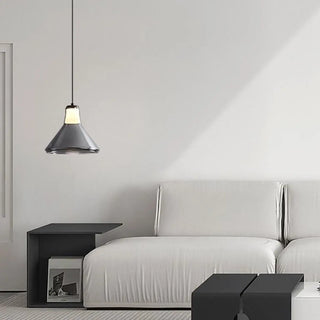 Modern Bedroom Smoke Grey Cone Clear Glass Pendant Light Zawala Image - 1
