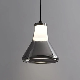 Modern Bedroom Smoke Grey Cone Clear Glass Pendant Light Zawala Image - 4