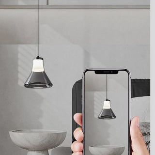 Modern Bedroom Smoke Grey Cone Clear Glass Pendant Light Zawala Image - 5