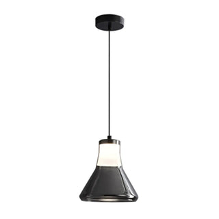 Modern Bedroom Smoke Grey Cone Clear Glass Pendant Light Zawala Image - 6