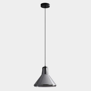 Modern Bedroom Smoke Grey Cone Clear Glass Pendant Light Zawala Image - 7