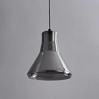 Modern Bedroom Smoke Grey Cone Clear Glass Pendant Light Zawala Image - 8