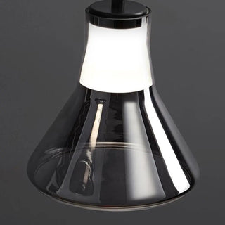 Modern Bedroom Smoke Grey Cone Clear Glass Pendant Light Zawala Image - 9