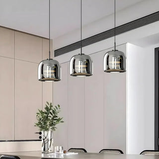 ZOWALA - Modern Bedroom Sleek Black Glass Bell Pendant Light Image - 1