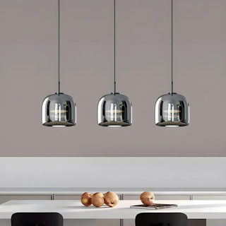ZOWALA - Modern Bedroom Sleek Black Glass Bell Pendant Light Image - 2