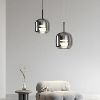ZOWALA - Modern Bedroom Sleek Black Glass Bell Pendant Light Image - 3