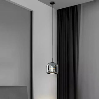 ZOWALA - Modern Bedroom Sleek Black Glass Bell Pendant Light Image - 5