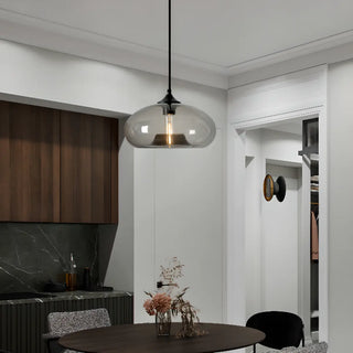 ZOWALA - Modern Mini Drum Oval Clear Glass Pendant Light Image - 1