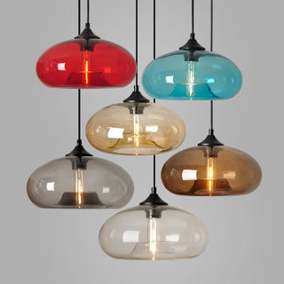ZOWALA - Modern Mini Drum Oval Clear Glass Pendant Light Image - 12