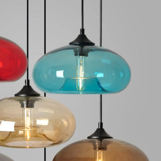 ZOWALA - Modern Mini Drum Oval Clear Glass Pendant Light Image - 13