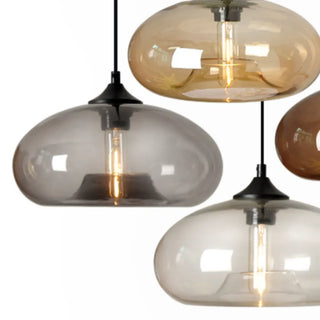 ZOWALA - Modern Mini Drum Oval Clear Glass Pendant Light Image - 14