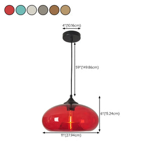 ZOWALA - Modern Mini Drum Oval Clear Glass Pendant Light #size