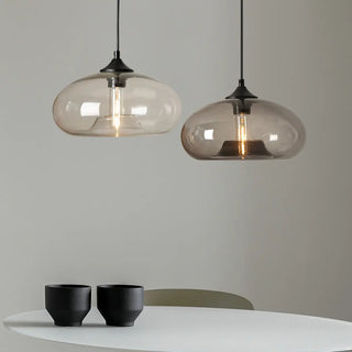 ZOWALA - Modern Mini Drum Oval Clear Glass Pendant Light Image - 2