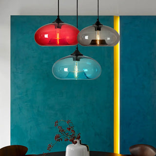 ZOWALA - Modern Mini Drum Oval Clear Glass Pendant Light Image - 3