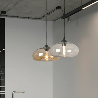ZOWALA - Modern Mini Drum Oval Clear Glass Pendant Light Image - 4
