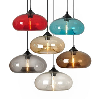 ZOWALA - Modern Mini Drum Oval Clear Glass Pendant Light Image - 5