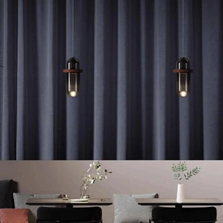 Modern Dining Room Capsule-Shaped Grey Glass Pendant Light Zawala Image - 1