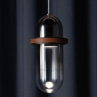 Modern Dining Room Capsule-Shaped Grey Glass Pendant Light Zawala Image - 4