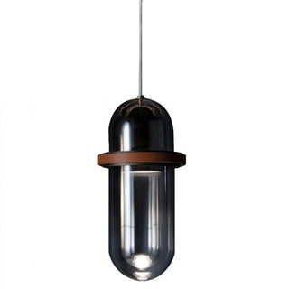 Modern Dining Room Capsule-Shaped Grey Glass Pendant Light Zawala Image - 5
