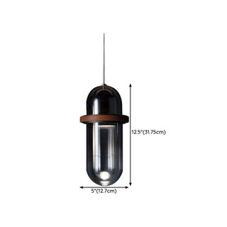Modern Dining Room Capsule-Shaped Grey Glass Pendant Light Zawala #size