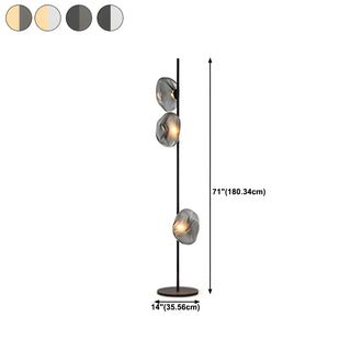 ZOWALA - Modern Smoke Grey Metal Floor Lamp #size
