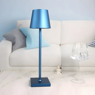 Modern Simple Square Base Barrel Shade Metal Table Lamp Zawala Image - 4