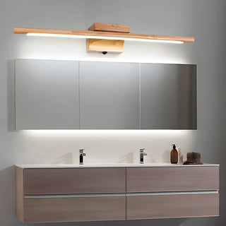 Minimalist Linear LED Wooden Wall Mount Vanity Light Zawala Image - 1